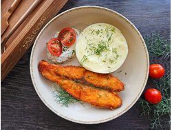 Стейк из лосося с картофельным пюре