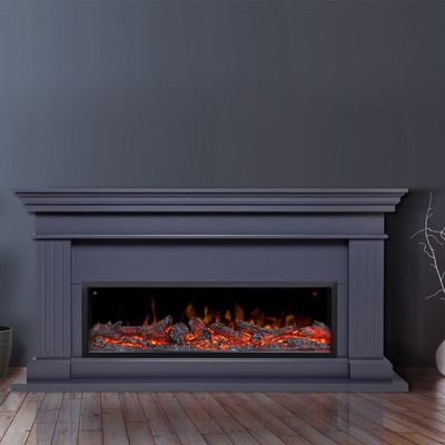 Линейный электрокамин Ontario GR с очагом Beverly 1000