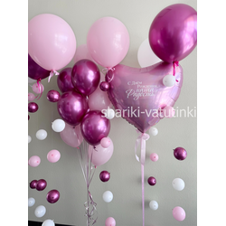 Шары цепочки с пузырями (6 шт), "Сердце с фуше"