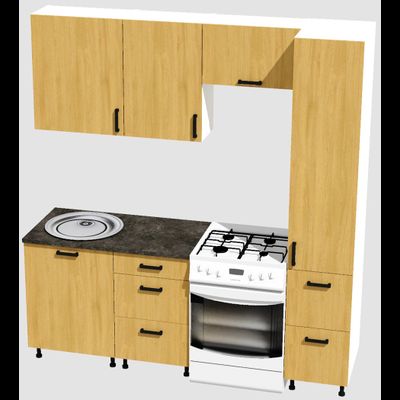 Кухня Эконом 1,5 метра с колонкой (1100х400) Цвет: Дуб Сонома/Дуб Сонома