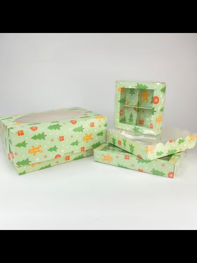 Коробка на 6 капкейков с/о (НГ пряники), 235*160*100мм