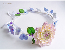 Веночек с георгином и гортензией.