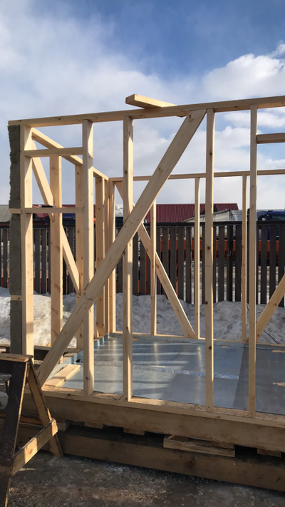 Баня 2*3 м, крыша 1 скат, топка снаружи