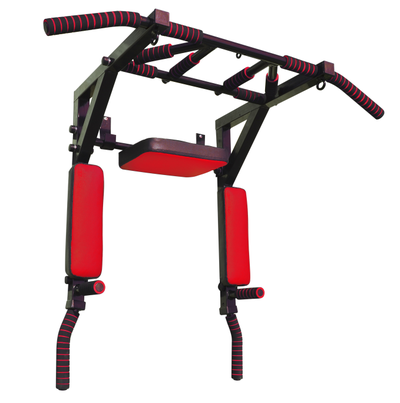 Турник брусья пресс 3 в 1 PROFI Мультихват разборный. Металл чёрный, подушки красные.