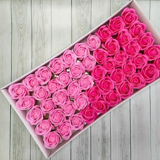 МИКС Розы из мыла 50 шт "Корея" Розовый - Малиновый