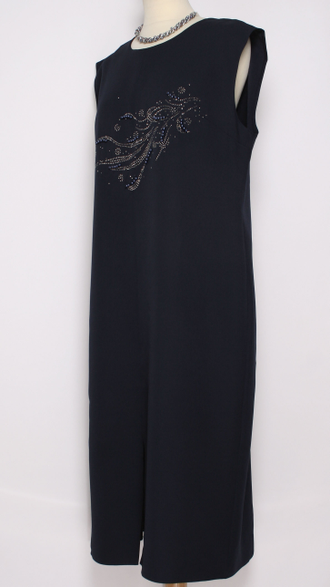 КОСТЮМ  "ДВОЙКА1 платье и жакет синий р.48-54