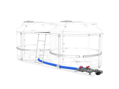 Подключение сливных шлангов к кассете КАС/ЖКУ 10000 литров (полный слив)