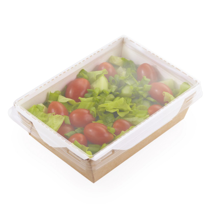 Салатник с прозрачной крышкой (крафт/бел), 1000мл
