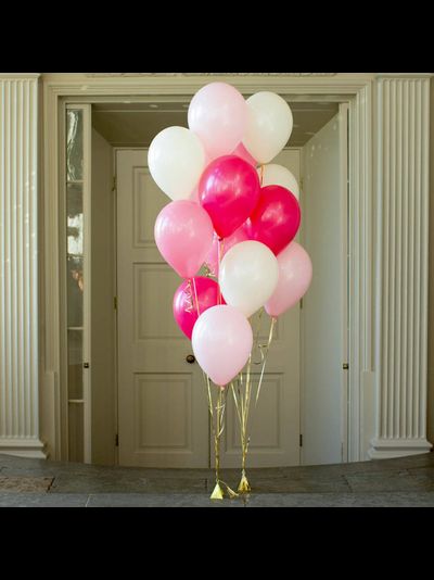 20 ГЕЛИЕВЫХ ШАРОВ "БЕЛЫЕ/РОЗОВЫЕ/ФУКСИЯ"
