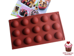 Форма для муссовых десертов Полусфера 3,8см, 15 ячеек, силикон