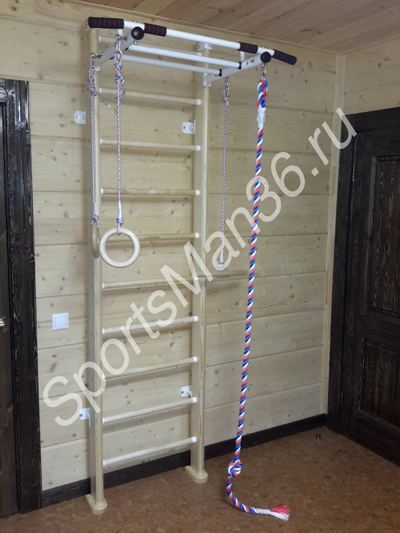 Спортивный комплекс KARUSSELL Adler. Цвет дерева натуральный, металл белый.