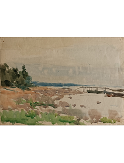 "Причал" бумага акварель 1960-е годы