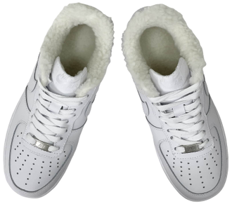 Nike Air Force 1 Low All White с мехом