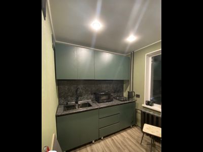 Кухня МРКГ 17/ Кухня Челси 2,0м Компоновка №2 (Изумрудный, Графит (Каст.тем.) (МР)