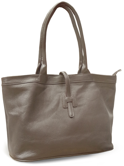 (АРТИКУЛ: 9774/03) СУМКА ЖЕНСКАЯ БОЛЬШАЯ, НАТУРАЛЬНАЯ КОЖА, ТЕМНО-БЕЖЕВАЯ, РУЧКИ И РЕМЕНЬ ЧЕРЕЗ ПЛЕЧО