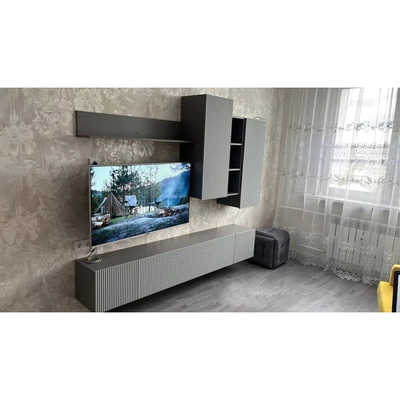 Сканди стенка МДФ НМ-001 Серый Шифер / Грин Грей Софт