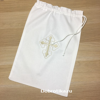 Мешочек для бережного хранения крестильного набора, можно вышить имя, дату