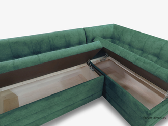 Кухонный Угловой диван "ФОРУМ-5МН" Стандартный велюр Зеленый, правый