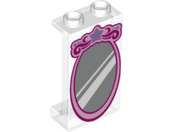 Panel 1 x 2 x 3 with Side Supports - Hollow Studs with Pink Outline Mirror Pattern 10723, Trans-Clear (87544pb030 / 6135165)