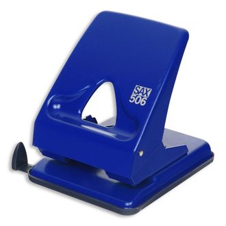 Дырокол SAX 506 до 40л, металлический, с линейкой (синий)