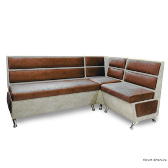 Кухонный Угловой диван "ФОРУМ-1МС", Коричневый/Слоновая кость, Правый