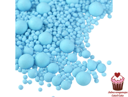 Драже рисовое в шоколадной глазури Жемчуг матовый Голубой, 50 г (мягкое)