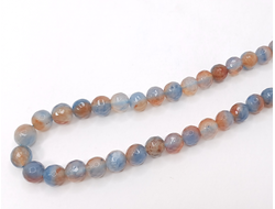 Агат тонированный граненый на нити  10мм  голубо беж меланж