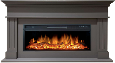 Линейный электрокамин Бруно GR с очагом Vision 42 LOG LED