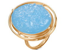 Кольцо Голубой агат. Ширина 3.0 см. Золочение 585.