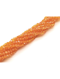 Бусины стеклянные граненные "Рондель", 2 мм, цвет оранжевый бензин (363)