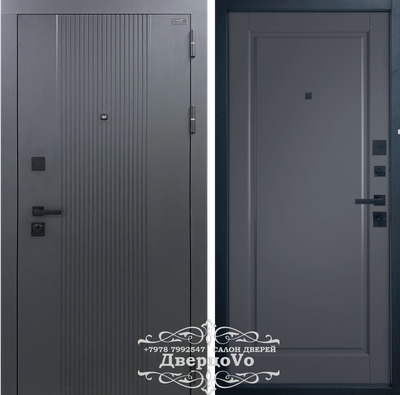 ВФД (VFD) ВЛАДИМИРСКАЯ ФАБРИКА ДВЕРЕЙ/ BALANCE Twin. GLANTA/ ЭКОШПОН Sharkskin - ONYX/ ТОЛЩИНА 112 мм/ ТРИ КОНТУРА/ МИНЕРАЛЬНАЯ ПЛИТА
