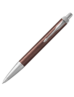Ручка шариковая PARKER "IM Premium Brown CT", корпус коричневый с гравировкой, хромированные детали, синяя, 1931679