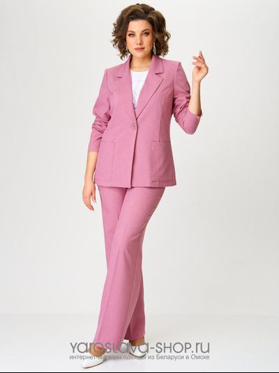 Комплект женский 3-х предметный состоящий из жакета, блузки и брюк в цвете пыльная роза