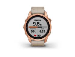 Умные часы Garmin Fenix 7s Sapphire Solar титановый цвета розовое золото с песчаным кожаным ремешком (010-02539-35)