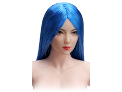 Женская голова (скульпт) с длинными синими волосами и подвижными глазами - 1/6 scale Female Head Sculpt with Movable Eyes (YMT107F) - YMTOYS