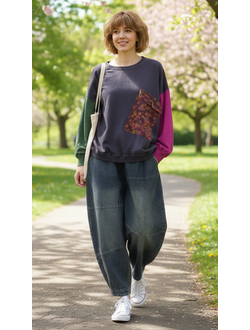 Джинсы "Строчки асимметрия синие р.48-54