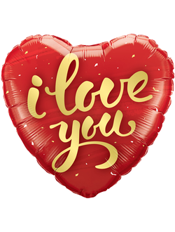 Шар 18"/46 см Сердце "I love you" (золотое конфетти)