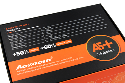 Билед модули Aozoom A5+ 2025 2.5 дюйма, 2 чипа, 5500K, 12V, 59W/52W, съемное гаечное крепление (комплект, 2шт)