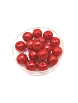 Бусины пластиковые под жемчуг 10 мм, цвет красный