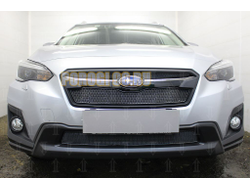 Защита радиатора Subaru XV 2017- (2 части) black верх PREMIUM