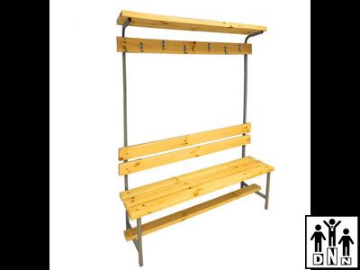 Скамейка для раздевалок со спинкой и верхней полкой