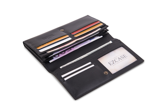 Кожаный кошелек ручной работы черный, купить мужской