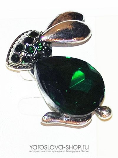 Брошь кролик с красной каплей