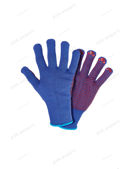 Перчатки рабочие стойкие к порезам Ultima ULT725 с покрытием ПВХ Точка цвет синий