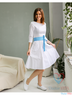 ПЛАТЬЕ DOCLIKE DL315 белое с поясом