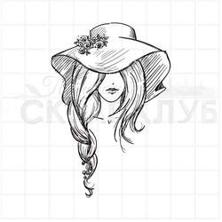 Штамп Девушка в шляпе