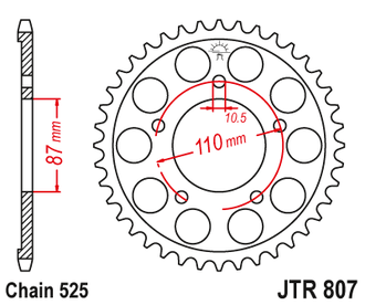 Звезда ведомая (45 зуб.) RK B5047-45 (Аналог: JTR807.45) для мотоциклов Suzuki