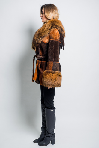 Шуба женская куртка парка Лилия  натуральный мех морской котик, зимняя,  коричневая арт. ц-013
