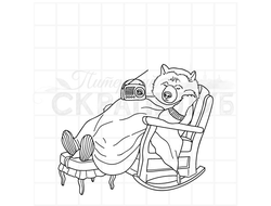 Штамп Спящий медведь с радиоприемником