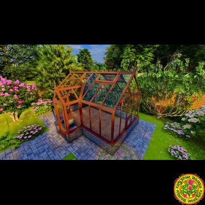 Базовая комплектация теплицы в английском стиле с холлом из стекала и алюминия ЕЛИЗАВЕТА М размером 5000 х 3000 мм